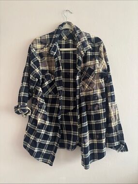 Journey 1981-82 Tour Navy & Cream Plaid Shirt with Back Patch